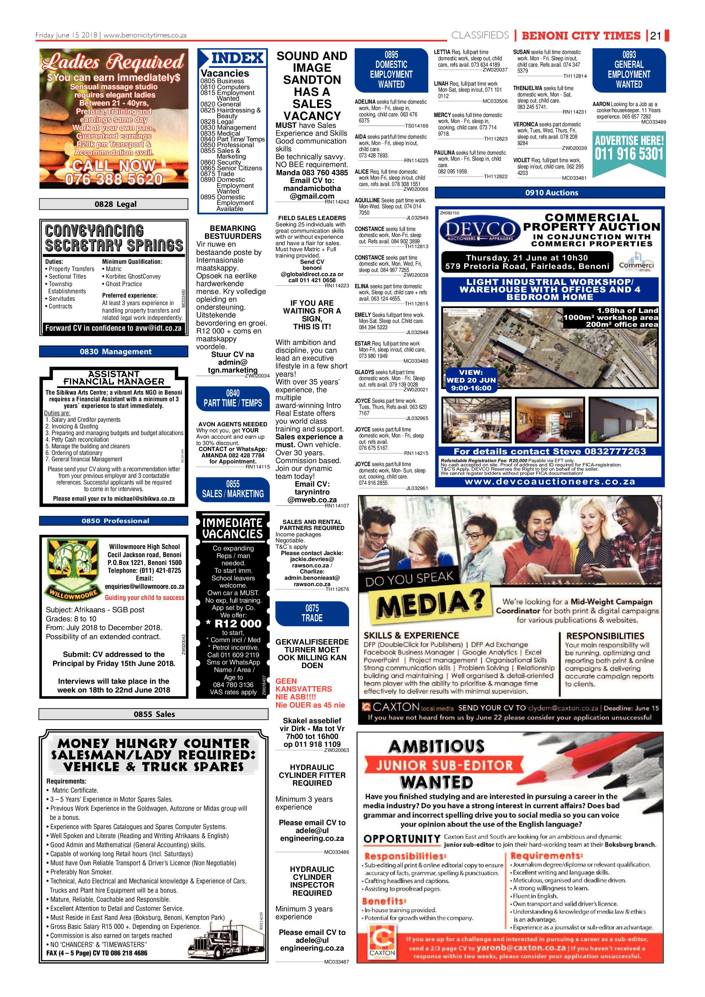 Benoni City Times 14 June 2018 page 21