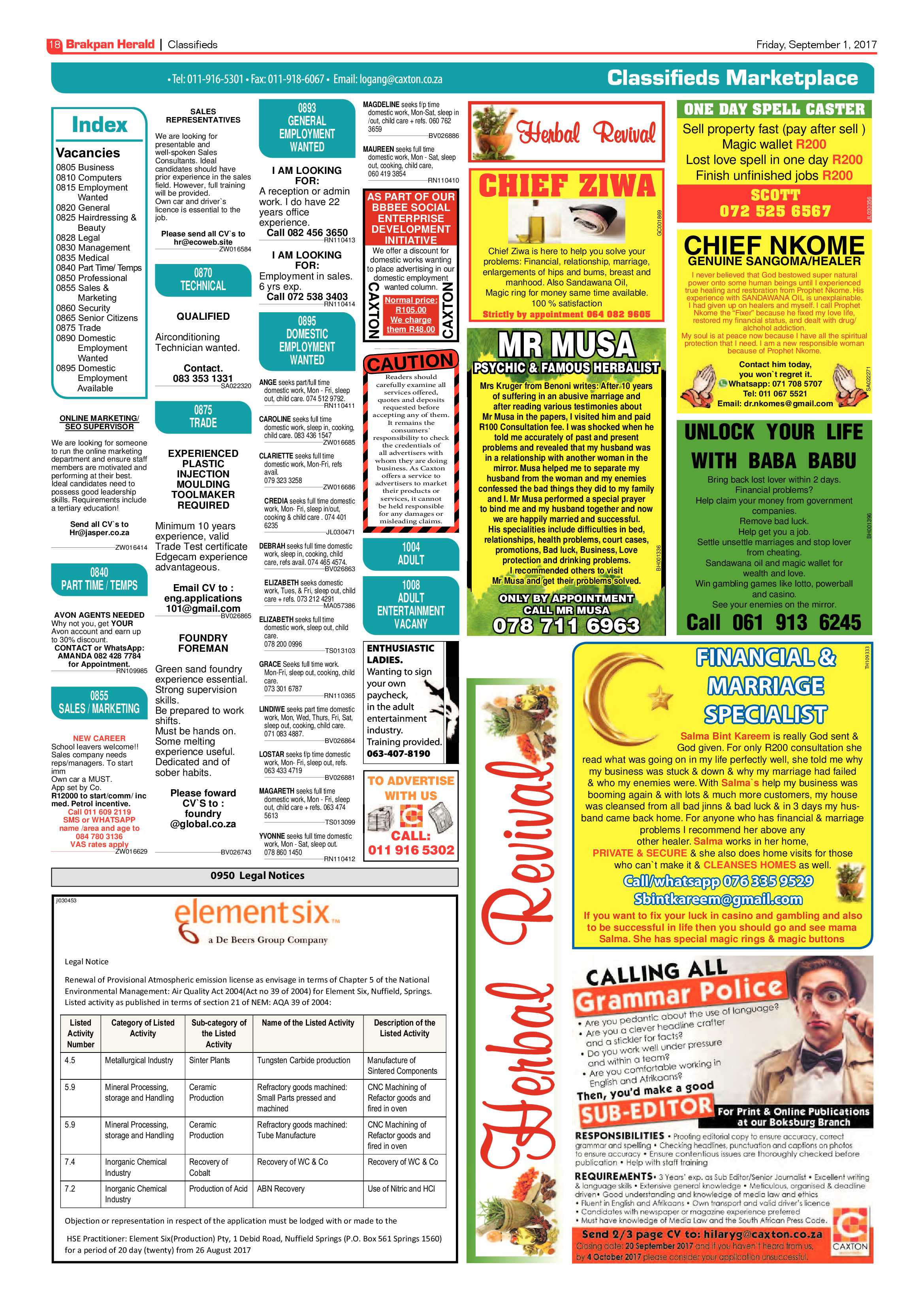 Brakpan Herald 01 September 2017 page 18
